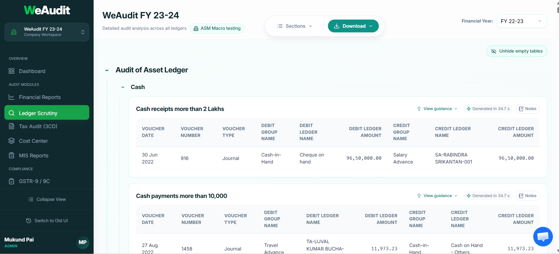 Audit report preview